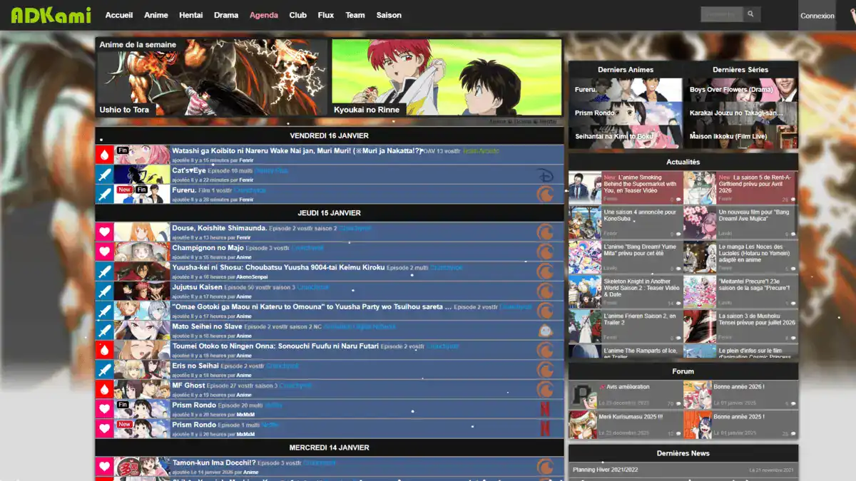 Interface Adkami streaming anime catalogue 2026