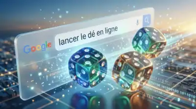 Visualisation de la fonctionnalité de jet de dé en ligne intégrée dans la recherche Google.