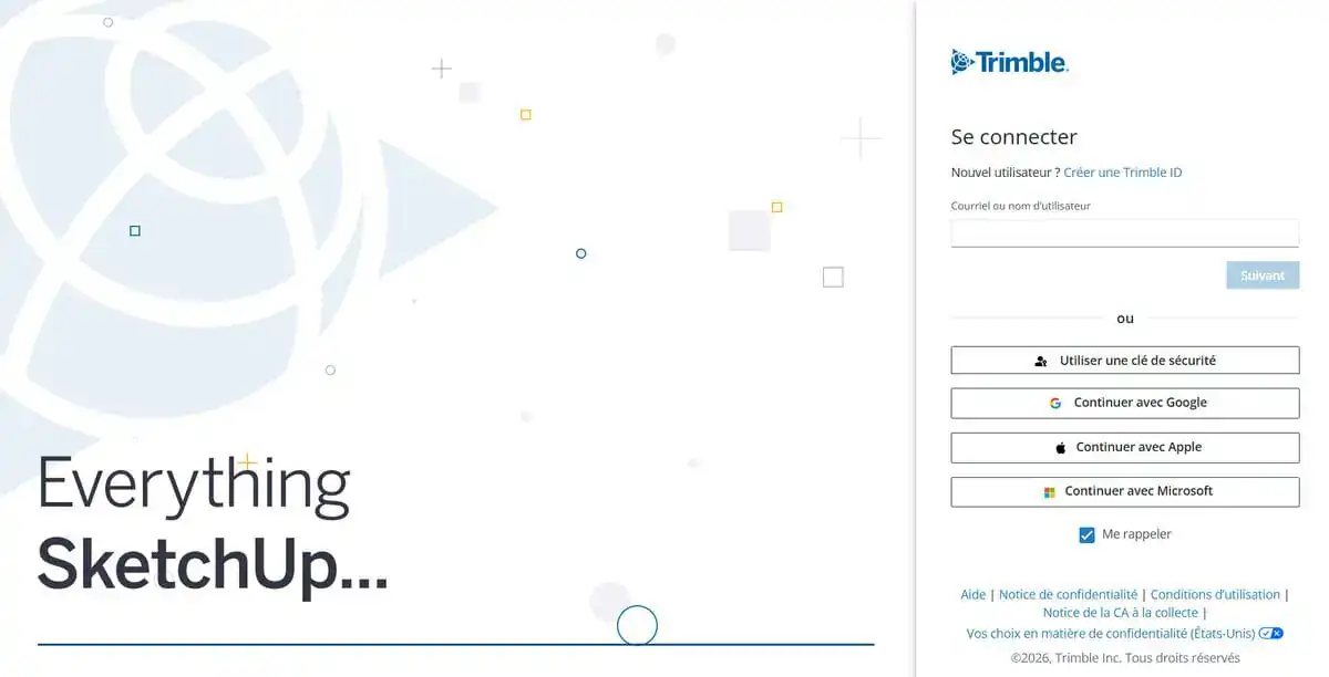 Inscroption à Sketchup en ligne
