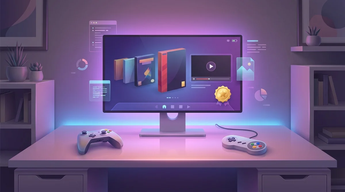 Installation et configuration de RetroBat sur PC pour le rétrogaming dans un setup gamer moderne et élégant.