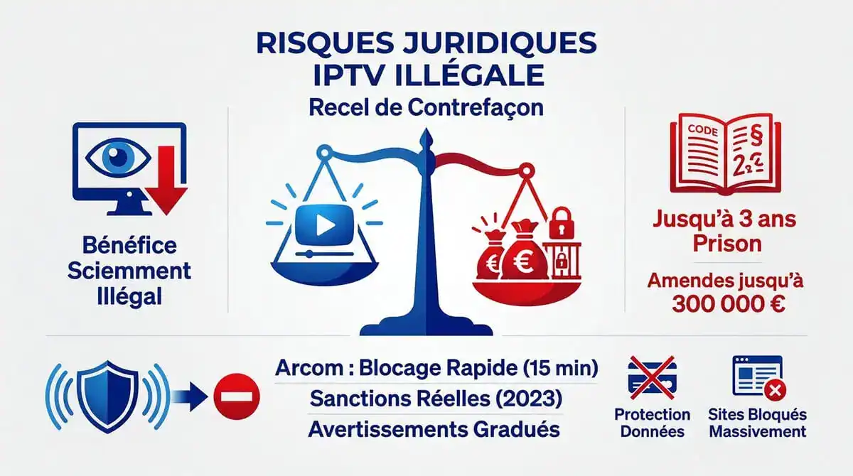 Illustration des sanctions juridiques et amendes liées à l'usage d'IPTV illégale en France